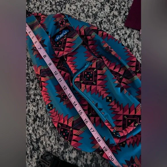 Kavu Vibrant Teal and Green Aztec Print Backpack - Picture 11 of 12